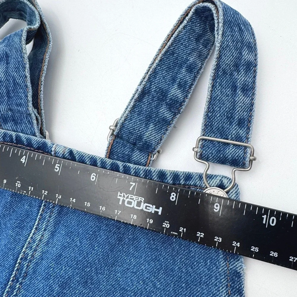 TOPSHOP MOTO Women's 8 Blue Jean Denim‎ Pinafore Overall Mini Dress Pockets